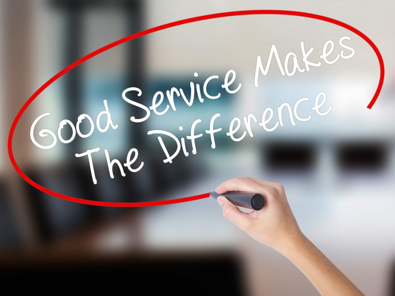 Ein abstraktes Bild mit dem Text: Guter Service macht den Unterschied.
