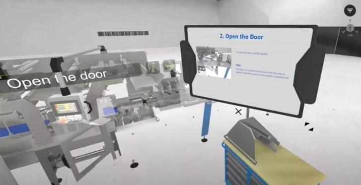 Ein Online-Service-Training, bei dem auf dem Bildschirm die innere Struktur der Maschine gezeigt wird.